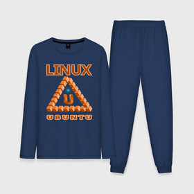 Мужская пижама хлопок (с лонгсливом) с принтом Линукс LINUX ubuntu в Кировске,  |  | Тематика изображения на принте: 