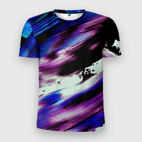 Мужская футболка 3D Slim с принтом Color storm в Кировске, 100% полиэстер с улучшенными характеристиками | приталенный силуэт, круглая горловина, широкие плечи, сужается к линии бедра | 