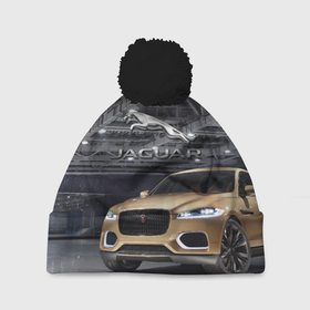 Шапка 3D c помпоном с принтом Jaguar   зачётное точило , 100% полиэстер | универсальный размер, печать по всей поверхности изделия | 