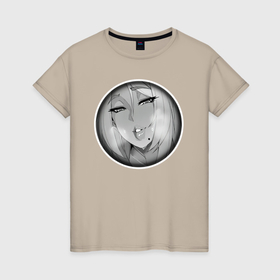 Женская футболка хлопок с принтом Ахегао девушка счастлива в Курске, 100% хлопок | прямой крой, круглый вырез горловины, длина до линии бедер, слегка спущенное плечо | 