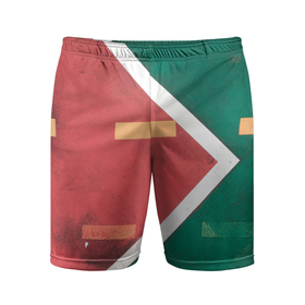 Мужские шорты спортивные с принтом Абстрактная красная и зелёная поверхность с линиями ,  |  | Тематика изображения на принте: 