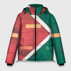 Мужская зимняя куртка 3D с принтом Абстрактная красная и зелёная поверхность с линиями , верх — 100% полиэстер; подкладка — 100% полиэстер; утеплитель — 100% полиэстер | длина ниже бедра, свободный силуэт Оверсайз. Есть воротник-стойка, отстегивающийся капюшон и ветрозащитная планка. 

Боковые карманы с листочкой на кнопках и внутренний карман на молнии. | 