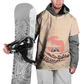 Накидка на куртку 3D с принтом Бурные океанские волны на восходе солнца в Тюмени, 100% полиэстер |  | 