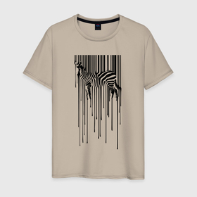 Мужская футболка хлопок с принтом Зебра   штрих код в Белгороде, 100% хлопок | прямой крой, круглый вырез горловины, длина до линии бедер, слегка спущенное плечо. | 