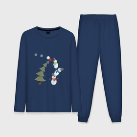Мужская пижама хлопок (с лонгсливом) с принтом Зимние игры снеговиков  Новый год ,  |  | 
