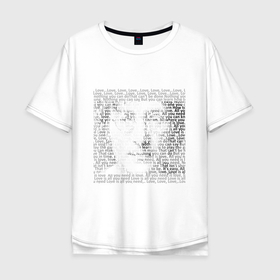 Мужская футболка хлопок Oversize с принтом Джон Леннон, портрет, текст песни , 100% хлопок | свободный крой, круглый ворот, “спинка” длиннее передней части | 