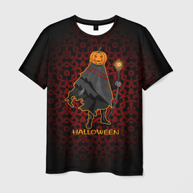 Мужская футболка 3D с принтом Тыква вампир приглашает на хэллоуин в Тюмени, 100% полиэфир | прямой крой, круглый вырез горловины, длина до линии бедер | Тематика изображения на принте: 