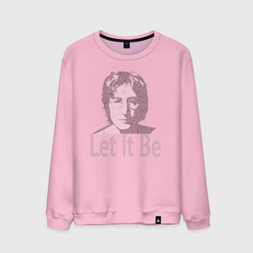 Мужской свитшот хлопок с принтом Портрет Джона Леннона и текст песни Let It Be в Белгороде, 100% хлопок |  | Тематика изображения на принте: 