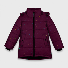 Зимняя куртка для девочек 3D с принтом Абстракция звёздные мечты в Новосибирске, ткань верха — 100% полиэстер; подклад — 100% полиэстер, утеплитель — 100% полиэстер. | длина ниже бедра, удлиненная спинка, воротник стойка и отстегивающийся капюшон. Есть боковые карманы с листочкой на кнопках, утяжки по низу изделия и внутренний карман на молнии. 

Предусмотрены светоотражающий принт на спинке, радужный светоотражающий элемент на пуллере молнии и на резинке для утяжки. | Тематика изображения на принте: 