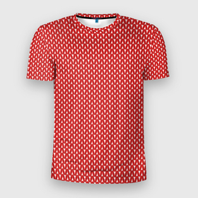 Мужская футболка 3D Slim с принтом Вязанное полотно   Красное в Новосибирске, 100% полиэстер с улучшенными характеристиками | приталенный силуэт, круглая горловина, широкие плечи, сужается к линии бедра | 