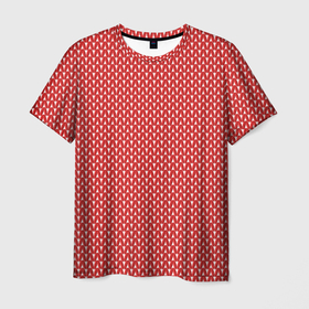 Мужская футболка 3D с принтом Вязанное полотно   Красное в Новосибирске, 100% полиэфир | прямой крой, круглый вырез горловины, длина до линии бедер | 