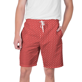 Мужские шорты 3D с принтом Вязанное полотно   Красное ,  полиэстер 100% | прямой крой, два кармана без застежек по бокам. Мягкая трикотажная резинка на поясе, внутри которой широкие завязки. Длина чуть выше колен | 