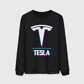 Мужской свитшот хлопок с принтом Значок Tesla в стиле glitch в Рязани, 100% хлопок |  | 