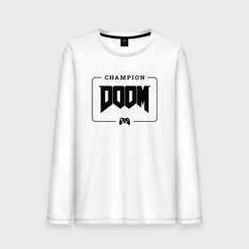 Мужской лонгслив хлопок с принтом Doom gaming champion: рамка с лого и джойстиком в Петрозаводске, 100% хлопок |  | 