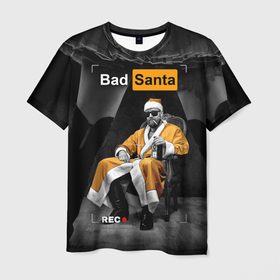 Мужская футболка 3D с принтом Bad Santa REC в Екатеринбурге, 100% полиэфир | прямой крой, круглый вырез горловины, длина до линии бедер | Тематика изображения на принте: 