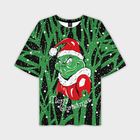 Мужская футболка OVERSIZE 3D с принтом Santa Claus, Grinch   Christmas thief в Новосибирске,  |  | 