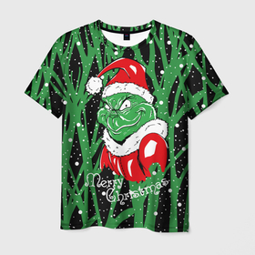 Мужская футболка 3D с принтом Santa Claus, Grinch   Christmas thief в Санкт-Петербурге, 100% полиэфир | прямой крой, круглый вырез горловины, длина до линии бедер | 