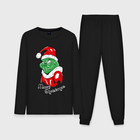 Мужская пижама хлопок (с лонгсливом) с принтом Merry Christmas, Santa Claus Grinch в Кировске,  |  | 