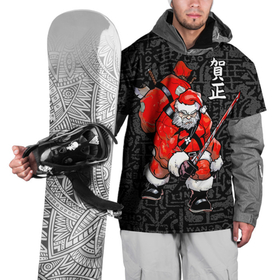 Накидка на куртку 3D с принтом Santa Claus Samurai в Санкт-Петербурге, 100% полиэстер |  | Тематика изображения на принте: 
