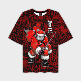 Мужская футболка OVERSIZE 3D с принтом Santa Claus  Samurai в Санкт-Петербурге,  |  | Тематика изображения на принте: 