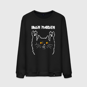 Мужской свитшот хлопок с принтом Iron Maiden rock cat в Петрозаводске, 100% хлопок |  | Тематика изображения на принте: 