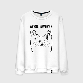 Мужской свитшот хлопок с принтом Avril Lavigne   rock cat в Тюмени, 100% хлопок |  | Тематика изображения на принте: 