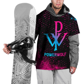 Накидка на куртку 3D с принтом Powerwolf   neon gradient в Белгороде, 100% полиэстер |  | 