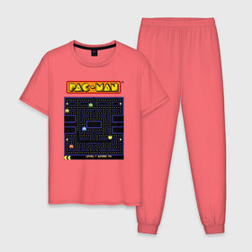 Мужская пижама хлопок с принтом Pac Man на ZX Spectrum в Санкт-Петербурге, 100% хлопок | брюки и футболка прямого кроя, без карманов, на брюках мягкая резинка на поясе и по низу штанин
 | 