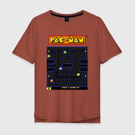 Мужская футболка хлопок Oversize с принтом Pac Man на ZX Spectrum в Белгороде, 100% хлопок | свободный крой, круглый ворот, “спинка” длиннее передней части | 