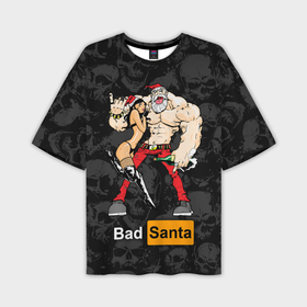 Мужская футболка OVERSIZE 3D с принтом Bad Santa and sexy girl в Белгороде,  |  | 