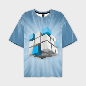 Мужская футболка OVERSIZE 3D с принтом Трёхцветный кубик Рубика в Санкт-Петербурге,  |  | 