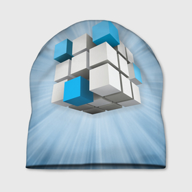 Шапка 3D с принтом Трёхцветный кубик Рубика в Санкт-Петербурге, 100% полиэстер | универсальный размер, печать по всей поверхности изделия | 