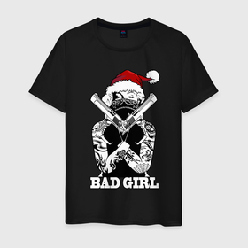 Мужская футболка хлопок с принтом Bad girl with guns в Петрозаводске, 100% хлопок | прямой крой, круглый вырез горловины, длина до линии бедер, слегка спущенное плечо. | 