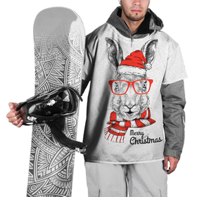 Накидка на куртку 3D с принтом Santa Rabbit. Merry Christmas в Курске, 100% полиэстер |  | Тематика изображения на принте: 