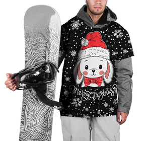 Накидка на куртку 3D с принтом Merry Christmas, cute rabbit в Курске, 100% полиэстер |  | Тематика изображения на принте: 