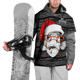 Накидка на куртку 3D с принтом Be merry, fish, Santa Claus в Кировске, 100% полиэстер |  | Тематика изображения на принте: 