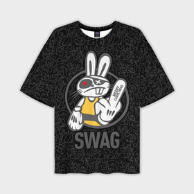 Мужская футболка OVERSIZE 3D с принтом SWAG, bad rabbit, merry Christmas в Белгороде,  |  | 