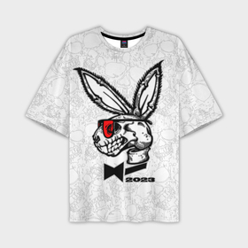 Мужская футболка OVERSIZE 3D с принтом Playboy Skull Rabbit 2023 ,  |  | Тематика изображения на принте: 