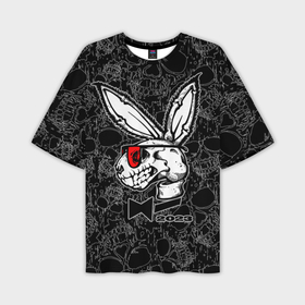 Мужская футболка OVERSIZE 3D с принтом Playboy Skull   Rabbit 2023 ,  |  | Тематика изображения на принте: 