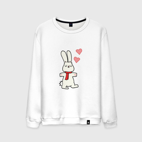 Мужской свитшот хлопок с принтом Кролик с сердечками в Петрозаводске, 100% хлопок |  | 