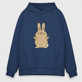 Мужское худи Oversize хлопок с принтом Rabbit chill в Петрозаводске, френч-терри — 70% хлопок, 30% полиэстер. Мягкий теплый начес внутри —100% хлопок | боковые карманы, эластичные манжеты и нижняя кромка, капюшон на магнитной кнопке | 