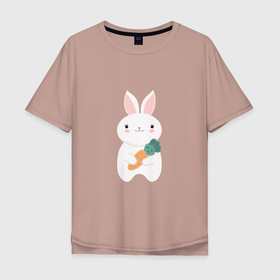 Мужская футболка хлопок Oversize с принтом Carrot rabbit в Курске, 100% хлопок | свободный крой, круглый ворот, “спинка” длиннее передней части | 