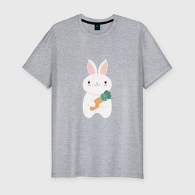 Мужская футболка хлопок Slim с принтом Carrot rabbit в Тюмени, 92% хлопок, 8% лайкра | приталенный силуэт, круглый вырез ворота, длина до линии бедра, короткий рукав | Тематика изображения на принте: 