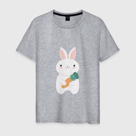 Мужская футболка хлопок с принтом Carrot rabbit в Тюмени, 100% хлопок | прямой крой, круглый вырез горловины, длина до линии бедер, слегка спущенное плечо. | Тематика изображения на принте: 