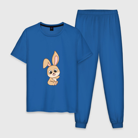 Мужская пижама хлопок с принтом Миленький зайка в Тюмени, 100% хлопок | брюки и футболка прямого кроя, без карманов, на брюках мягкая резинка на поясе и по низу штанин
 | 