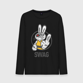 Мужской лонгслив хлопок с принтом SWAG Bad rabbit   Merry Christmas в Кировске, 100% хлопок |  | 