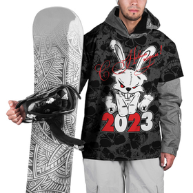 Накидка на куртку 3D с принтом С Новым годом 2023 Злой кролик в Тюмени, 100% полиэстер |  | 