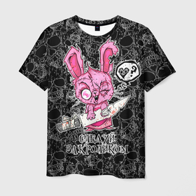 Мужская футболка 3D с принтом Кролик зомби   следуй за кроликом в Екатеринбурге, 100% полиэфир | прямой крой, круглый вырез горловины, длина до линии бедер | 