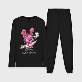Мужская пижама хлопок (с лонгсливом) с принтом Следуй за кроликом, кролик зомби в Петрозаводске,  |  | 