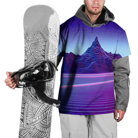 Накидка на куртку 3D с принтом Neon mountains   Vaporwave в Тюмени, 100% полиэстер |  | 